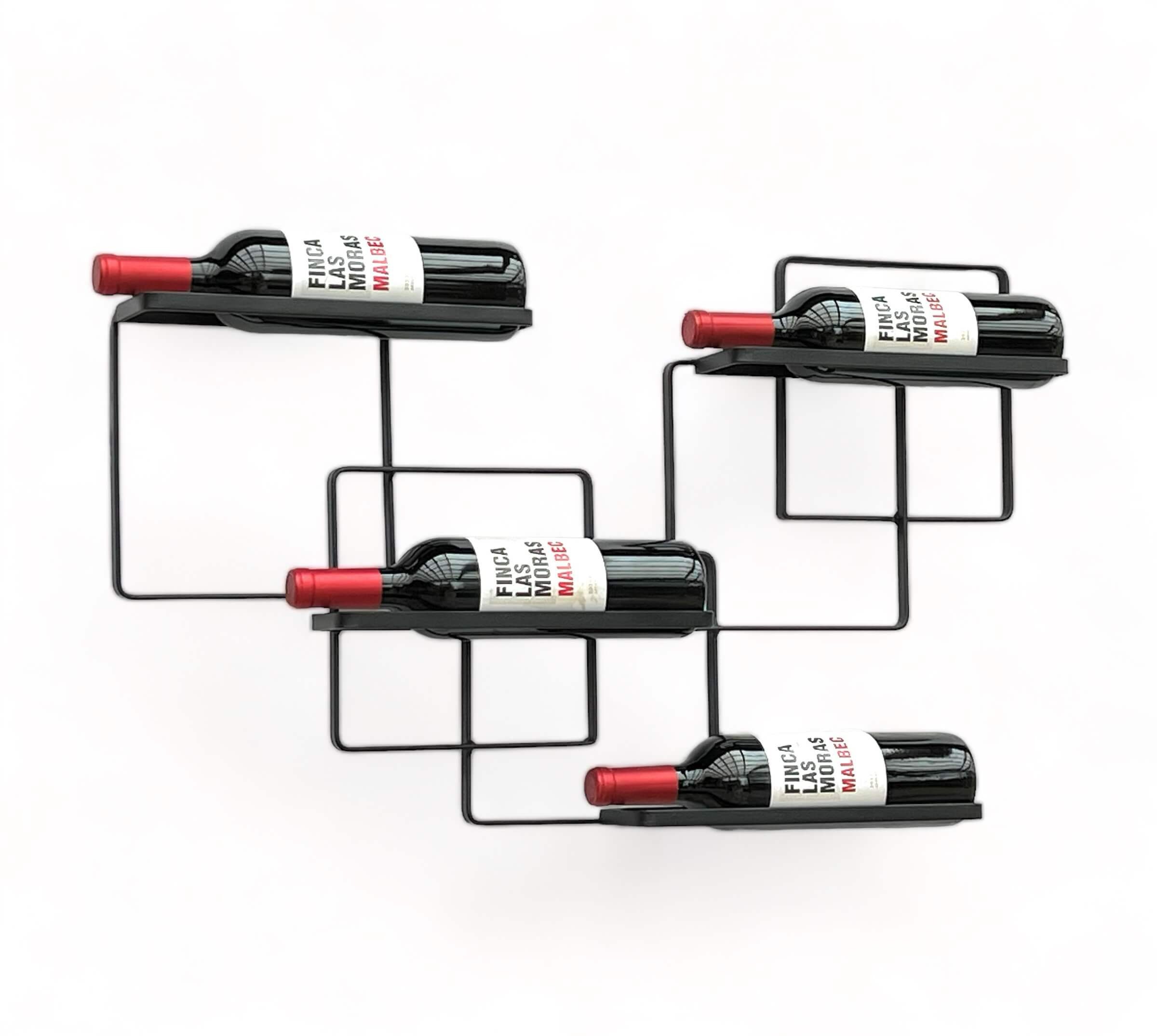 DanDiBo Weinregal Weinregal Wand Metall Schwarz Wine Line Flaschenhalter für 4 Flaschen