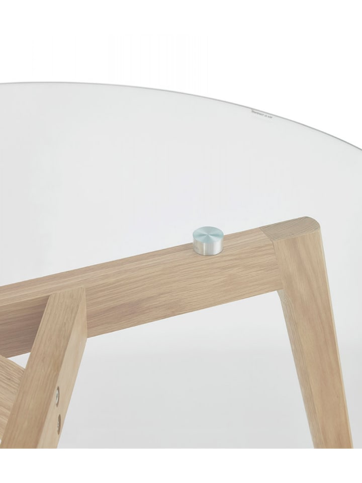 KADIMA DESIGN Runder Glas Couchtisch mit Eichenholz Beinen | Zeitgenössisch günstig kaufen onesize