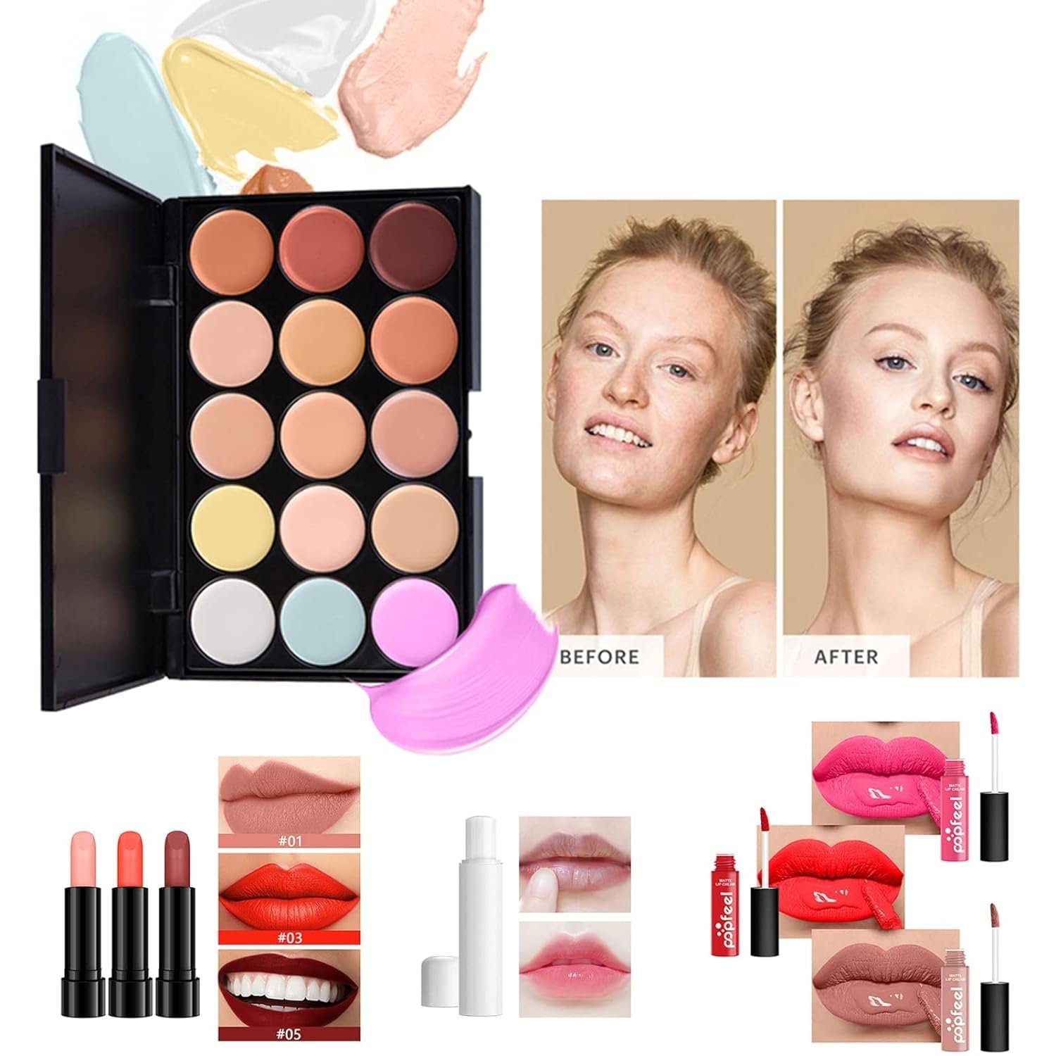 ERHWIO Make-up Set All-in-One-Make-up-Set, multifunktional und praktisch für Anfänger, 25-tlg., Buntes Make-up-Set: Lipgloss, Rouge, Lidschatten und mehr25 Stück