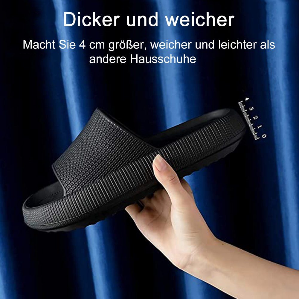 zggzerg Herren Damen Hausschuhe EVA Weiche Rutschfeste (Schwarz, 38/39 EU) Badeschuh