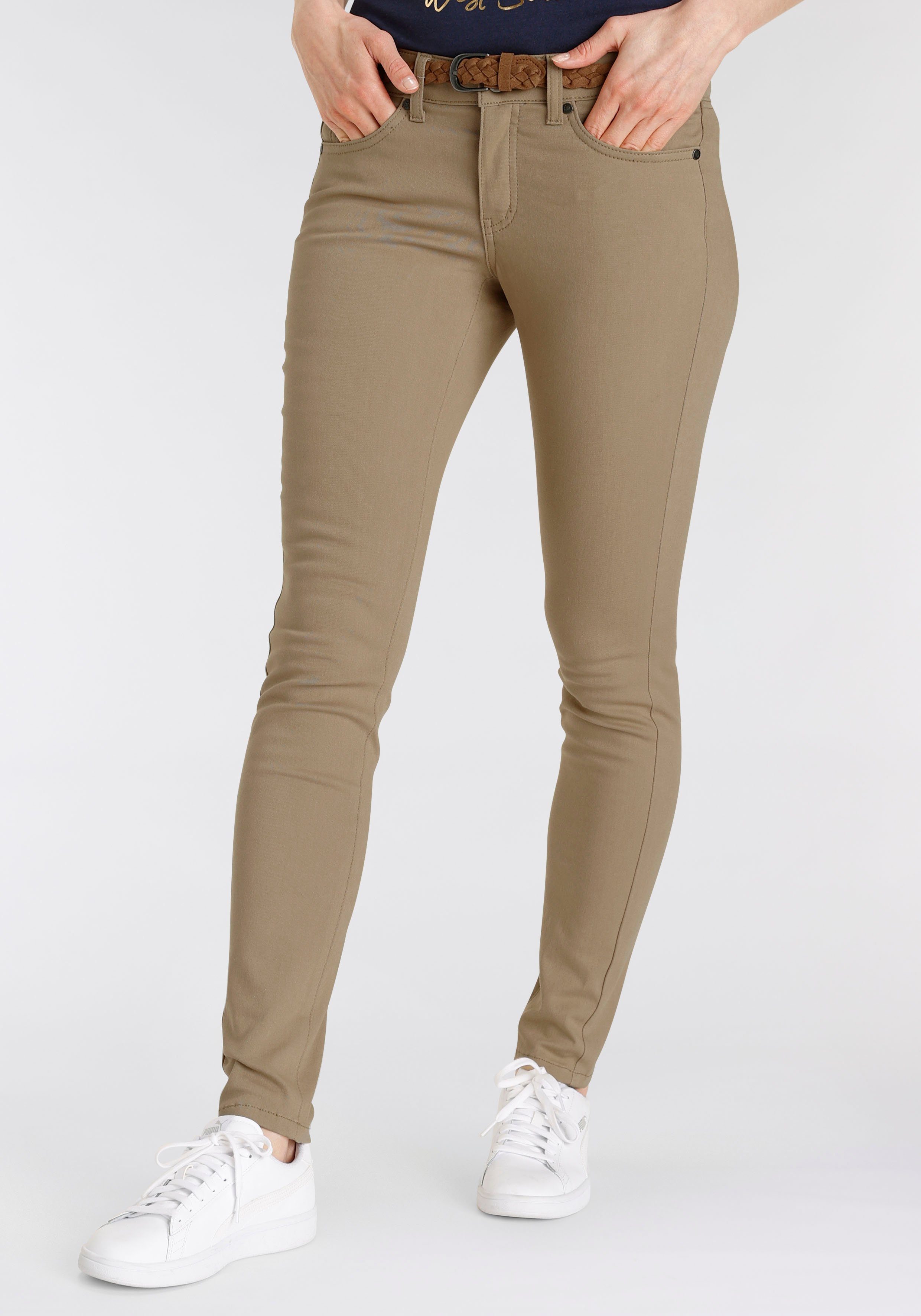 DELMAO Slim-fit-Jeans (Set, 2-tlg., mit Gürtel) mit modischem Flechtgürtel ---NEUE MARKE!