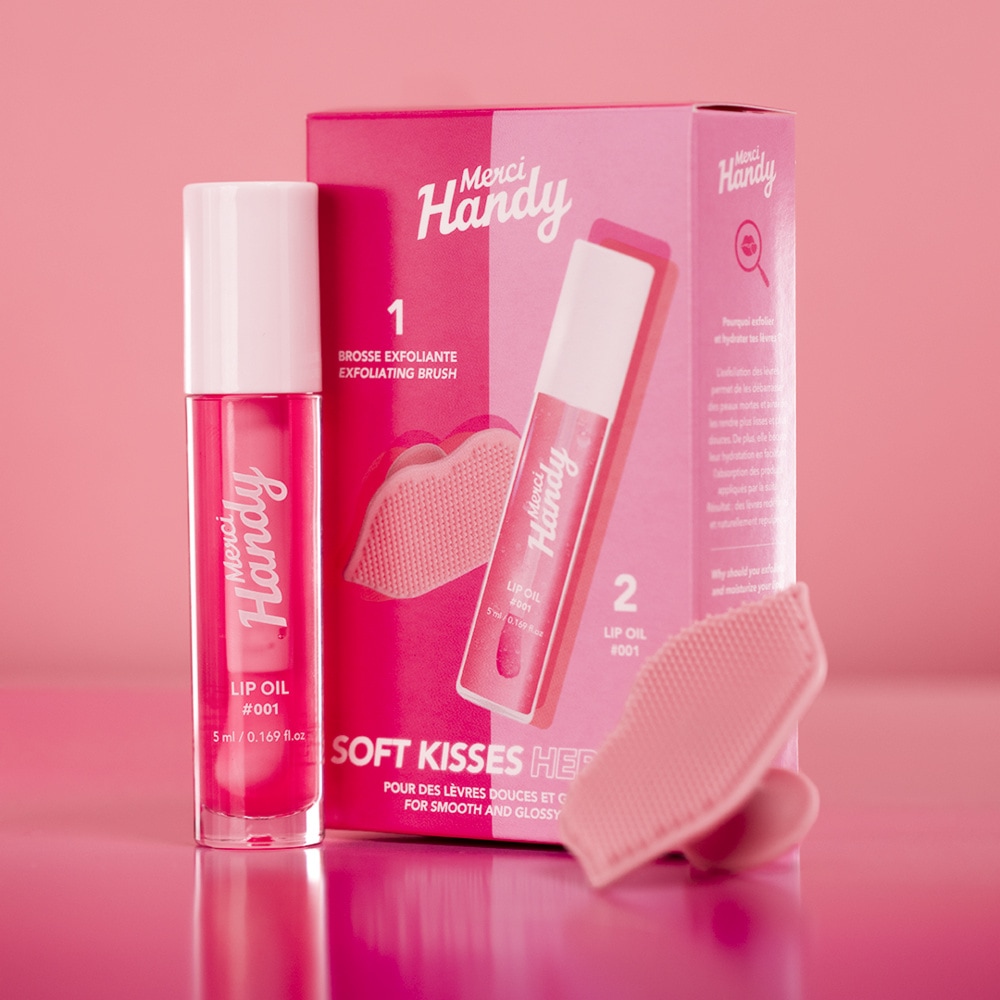 Merci Handy Soft Kisses Heroes Lip oil et brosse exfoliante
