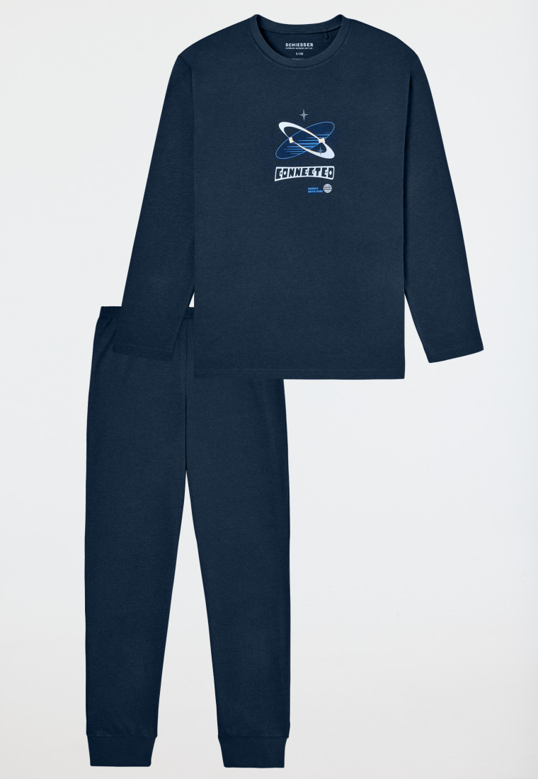 Schlafanzug lang blau - Nightwear