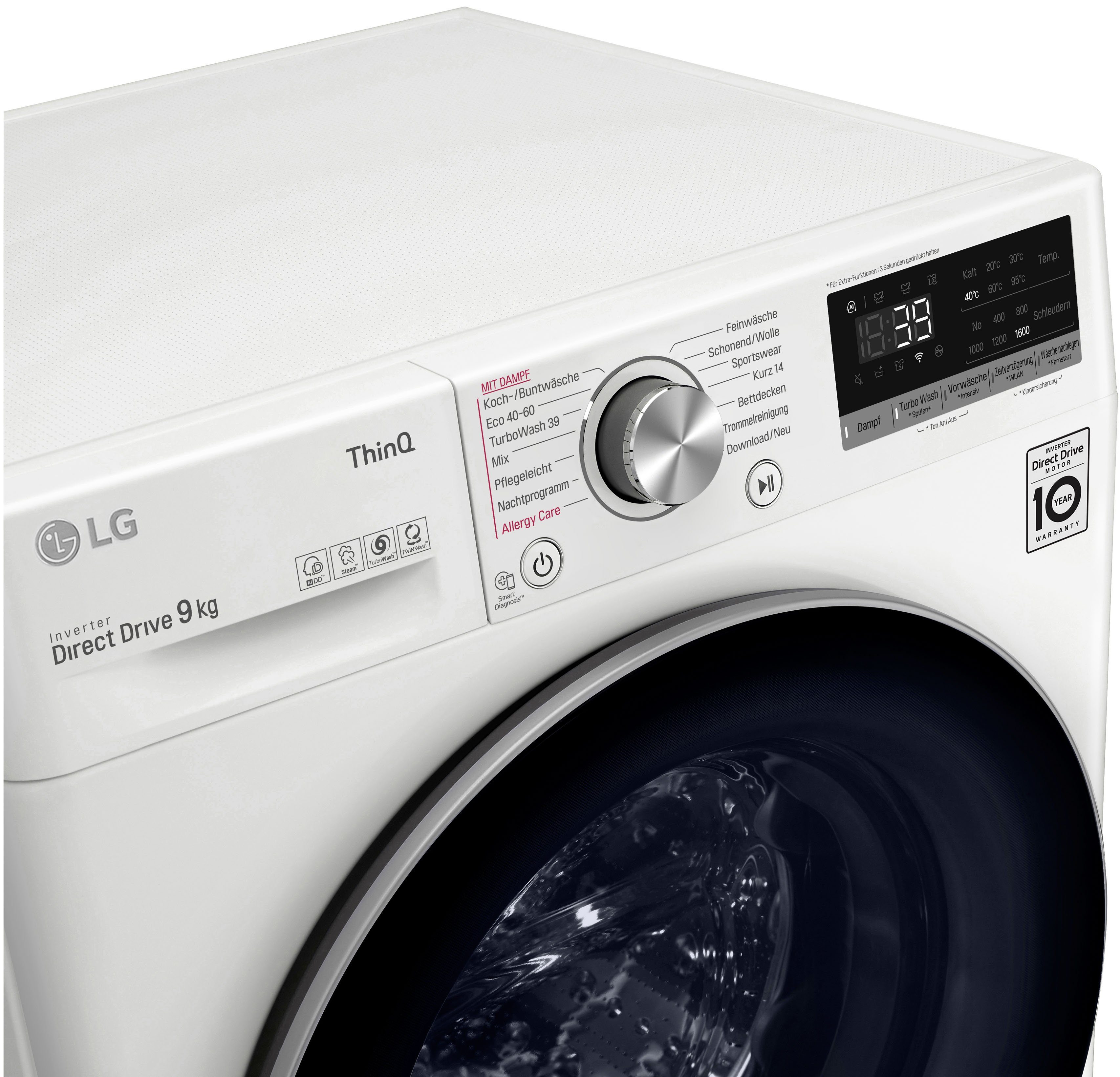 LG Waschmaschine F6WV709P1, 9 kg, 1600 U/min, TurboWash® - Waschen in nur 39 Minuten