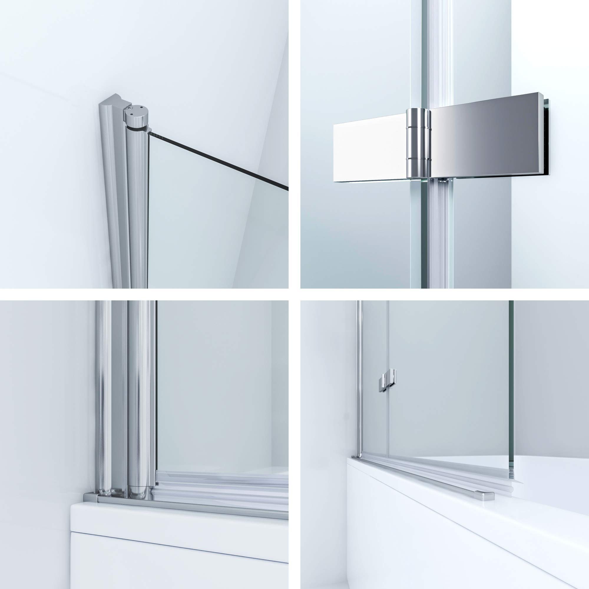 AQUABATOS Badewannenaufsatz Duschwand für Badewanne Badewannenfaltwand faltbar 2 teilig 100x140cm, 5 mm Sicherheitsglas