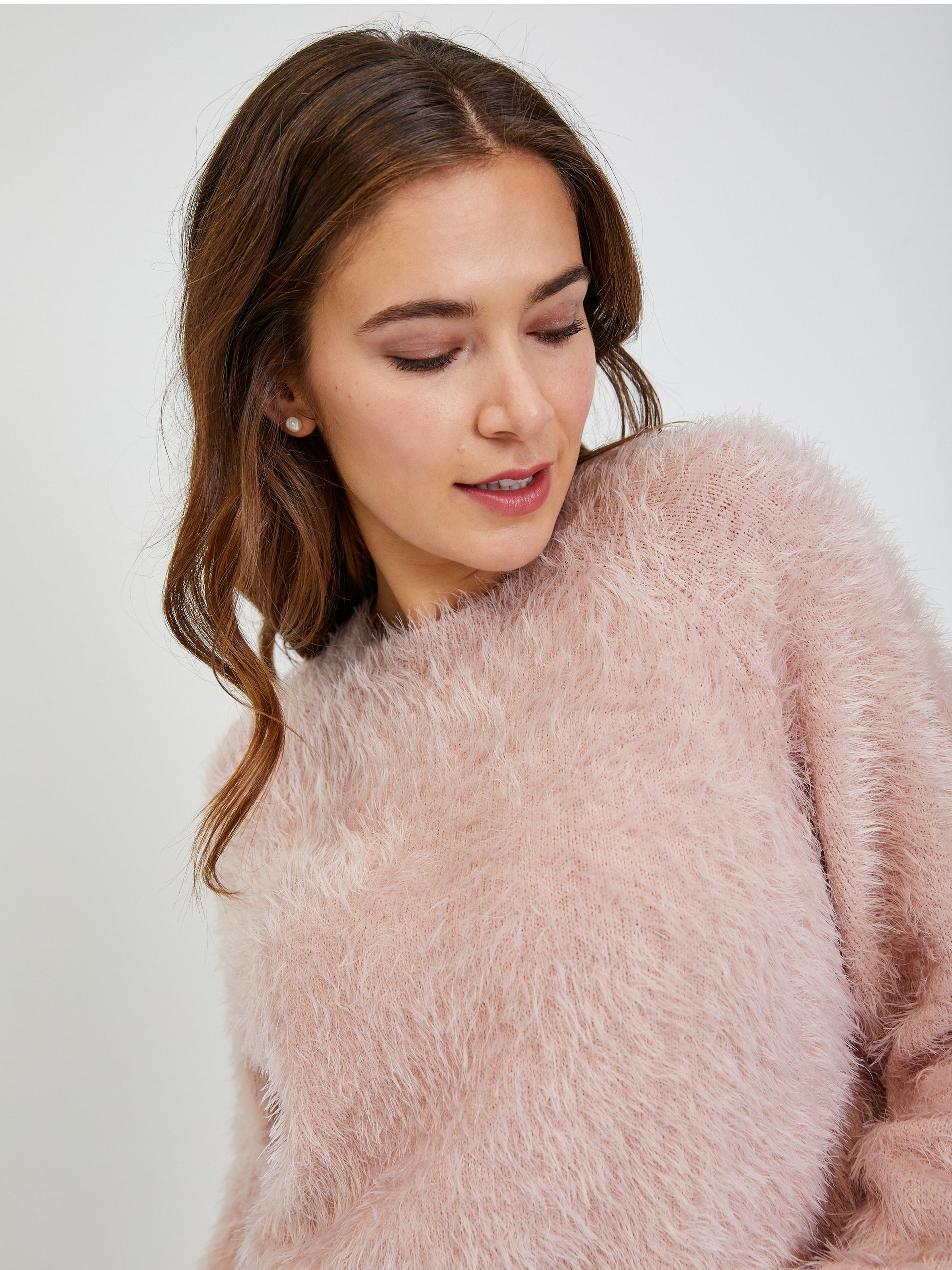 Rosa Damenpullover mit Ballonärmeln ORSAY