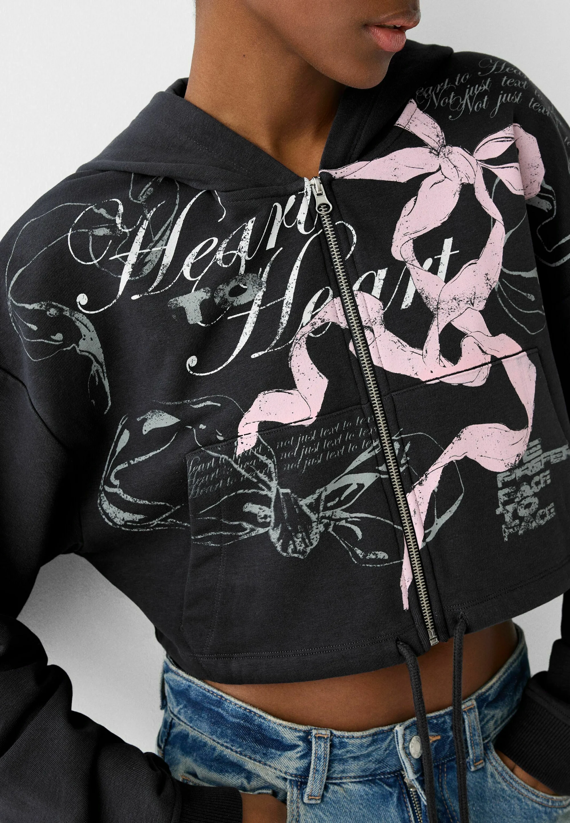 Bershka ESTAMPADO - Sudadera con cremallera