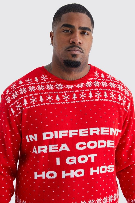 Plus Weihnachtspullover mit I Got Ho Ho Hos Print