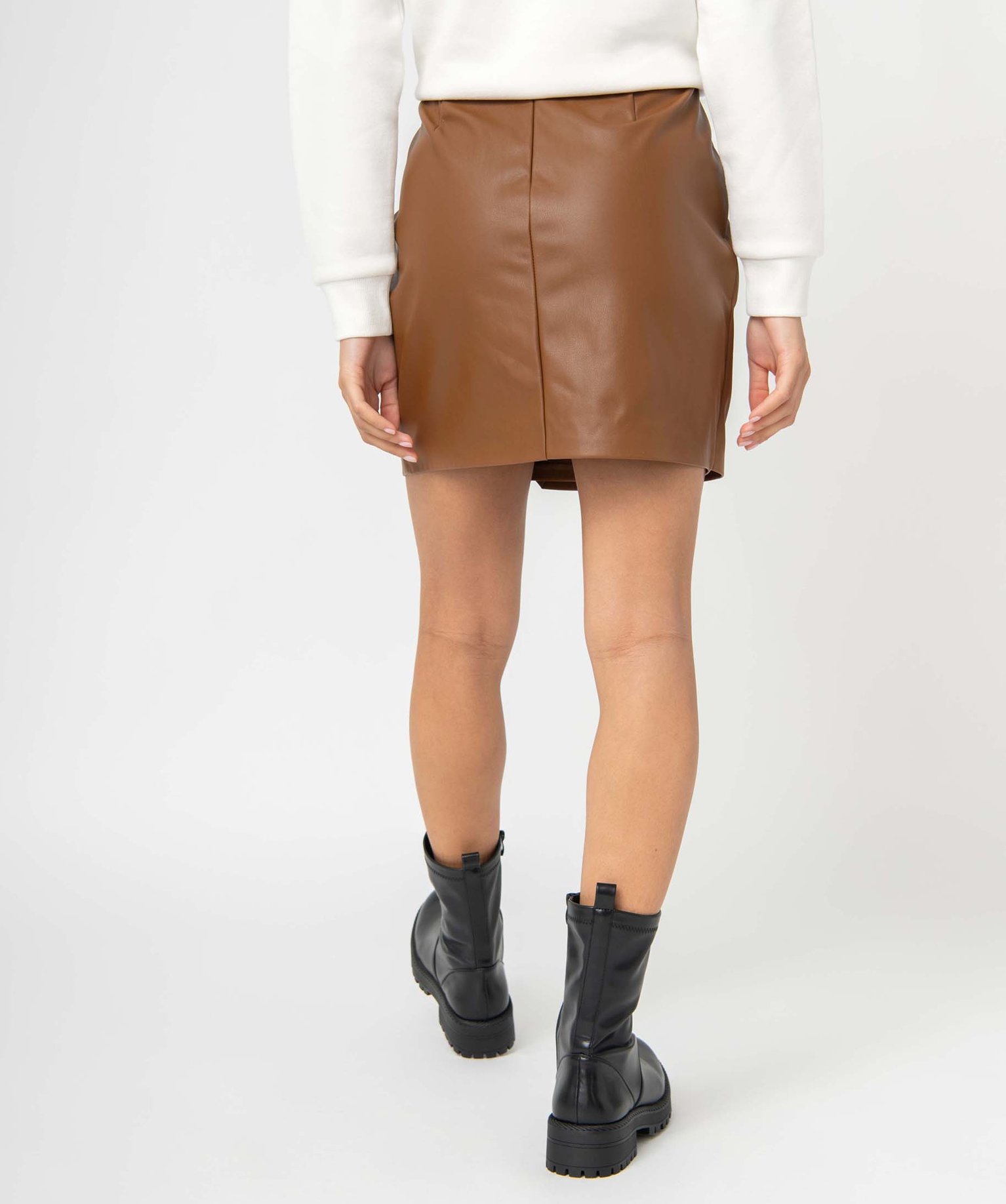 Jupe femme en matière synthétique imitation cuir camel | GEMO