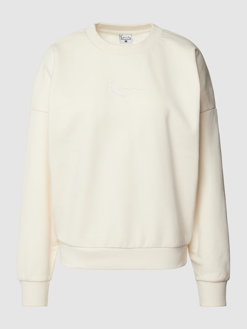 Sweatshirt mit Label-Stitching Modell 'Woven' in offwhite