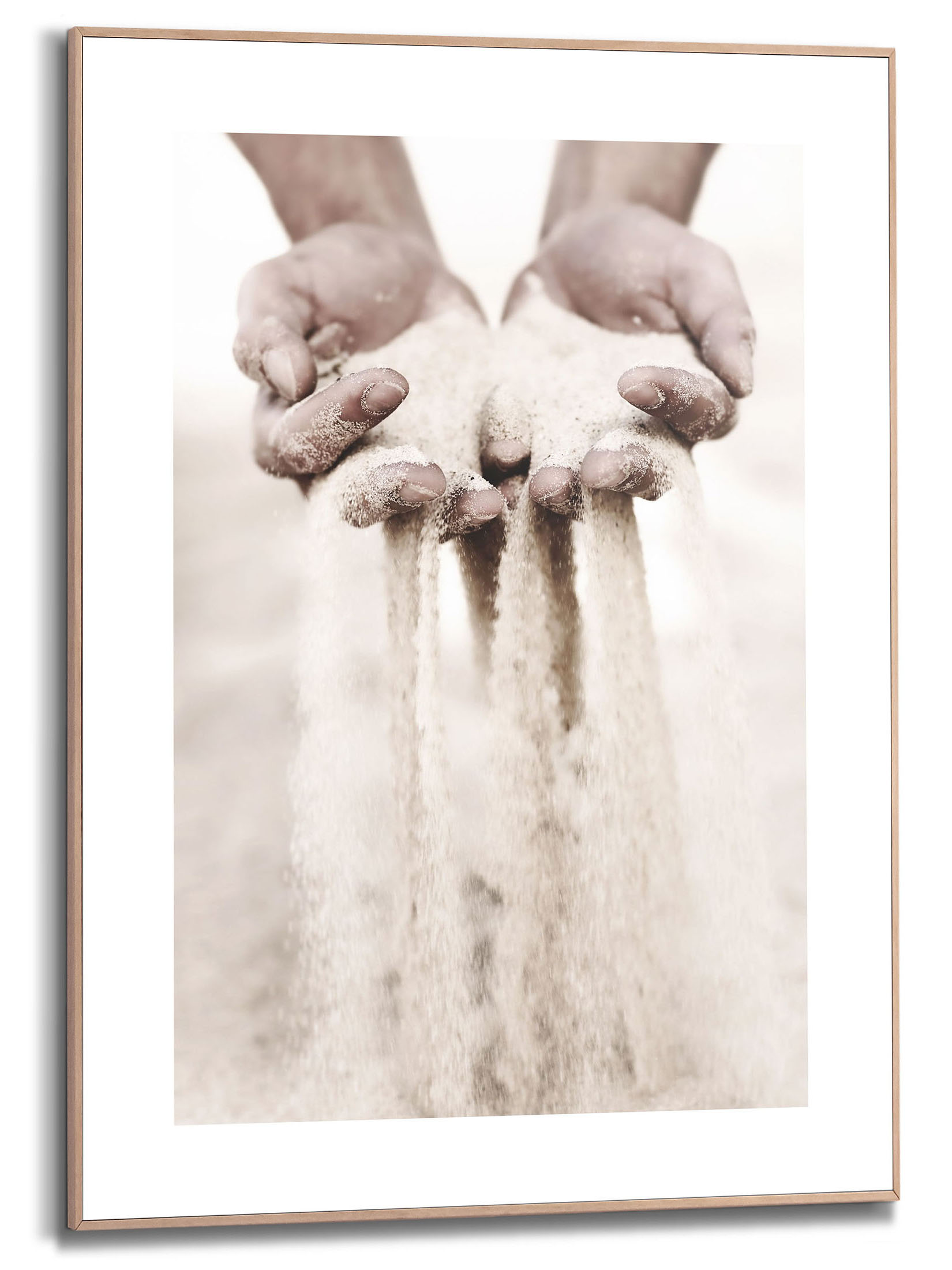 Sandy Hands Leinwand Druck, Hellgrau