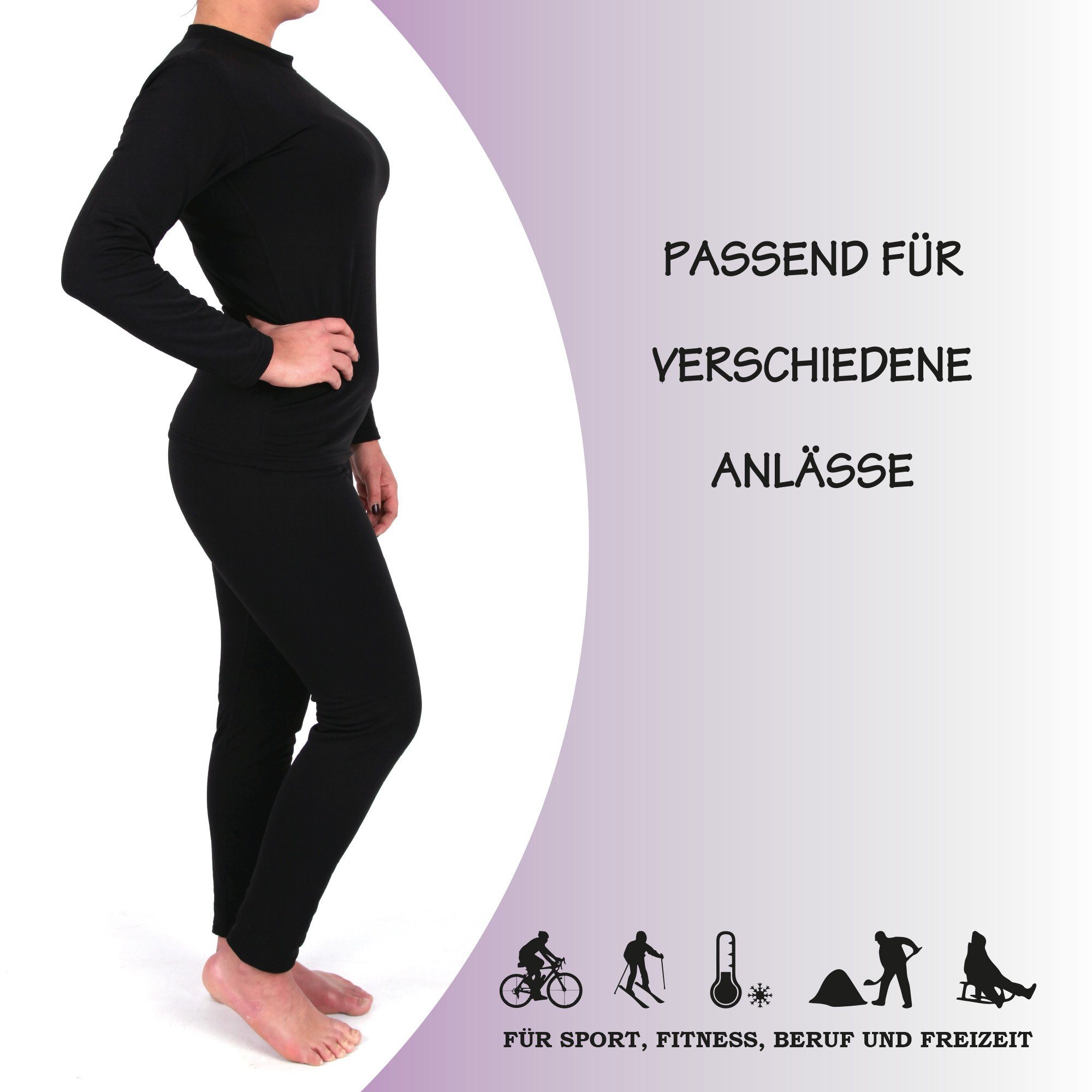 hemmy Fashion Thermounterhose Thermo Hose Damen Ski Unterwäsche, weiches Innenfutter Microfleece, Funktionsunterwäsche