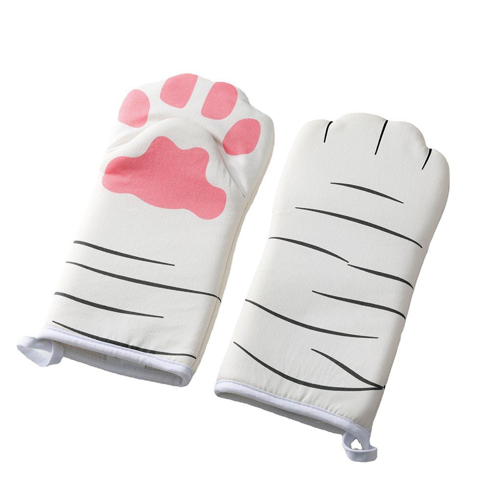 SCOKIT Topfhandschuhe 1 Paar Backhandschuhe Katze Motiv, (Baumwolle Grillenhandschuhe BBQ Topfhandschuhe, Hitzebeständige Ofenhandschuhe), für Küche Kochen Backen Grillen