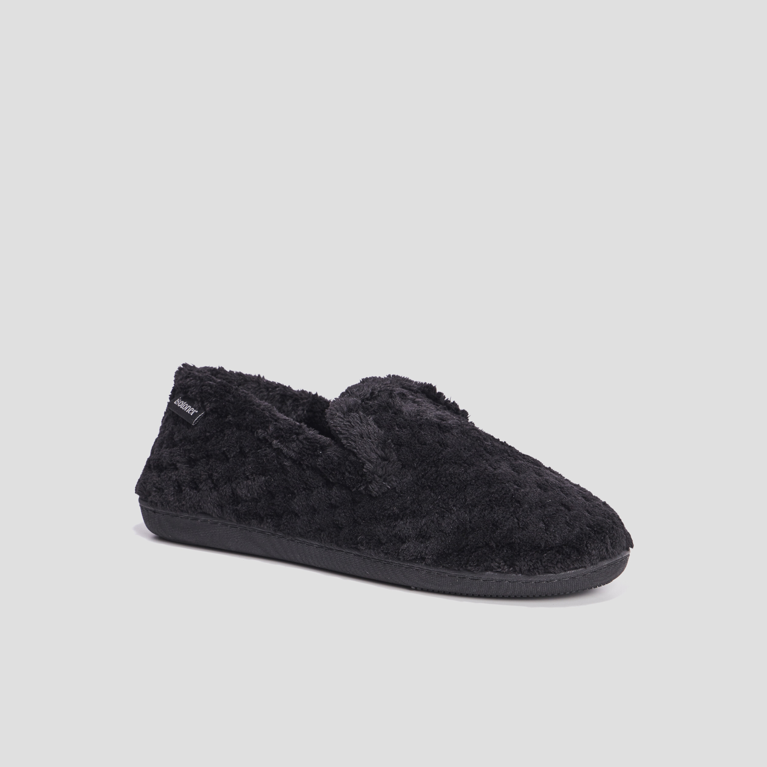 Chaussons charentaises fourrure Isotoner noir femme | La Halle