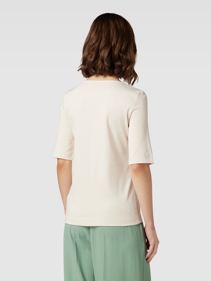 T-Shirt aus Baumwolle mit U-Boot-Ausschnitt in stein