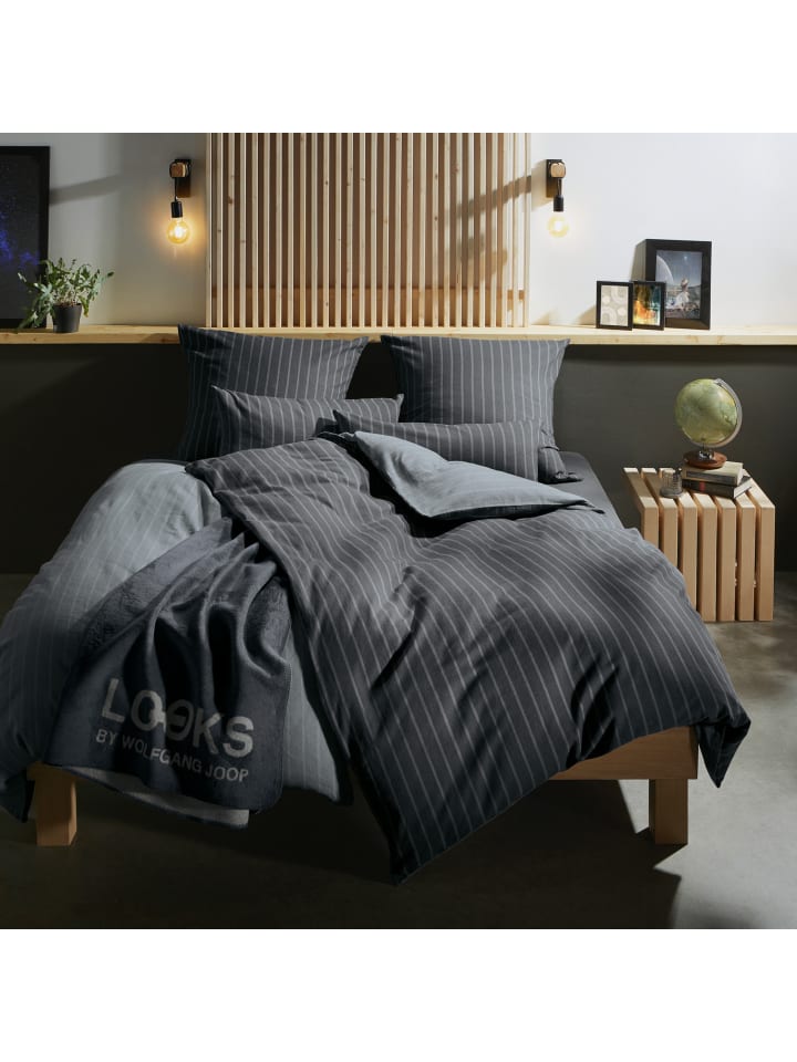 LOOKS by Wolfgang Joop Fein Flanell Bettwäsche in anthrazit-silber günstig kaufen