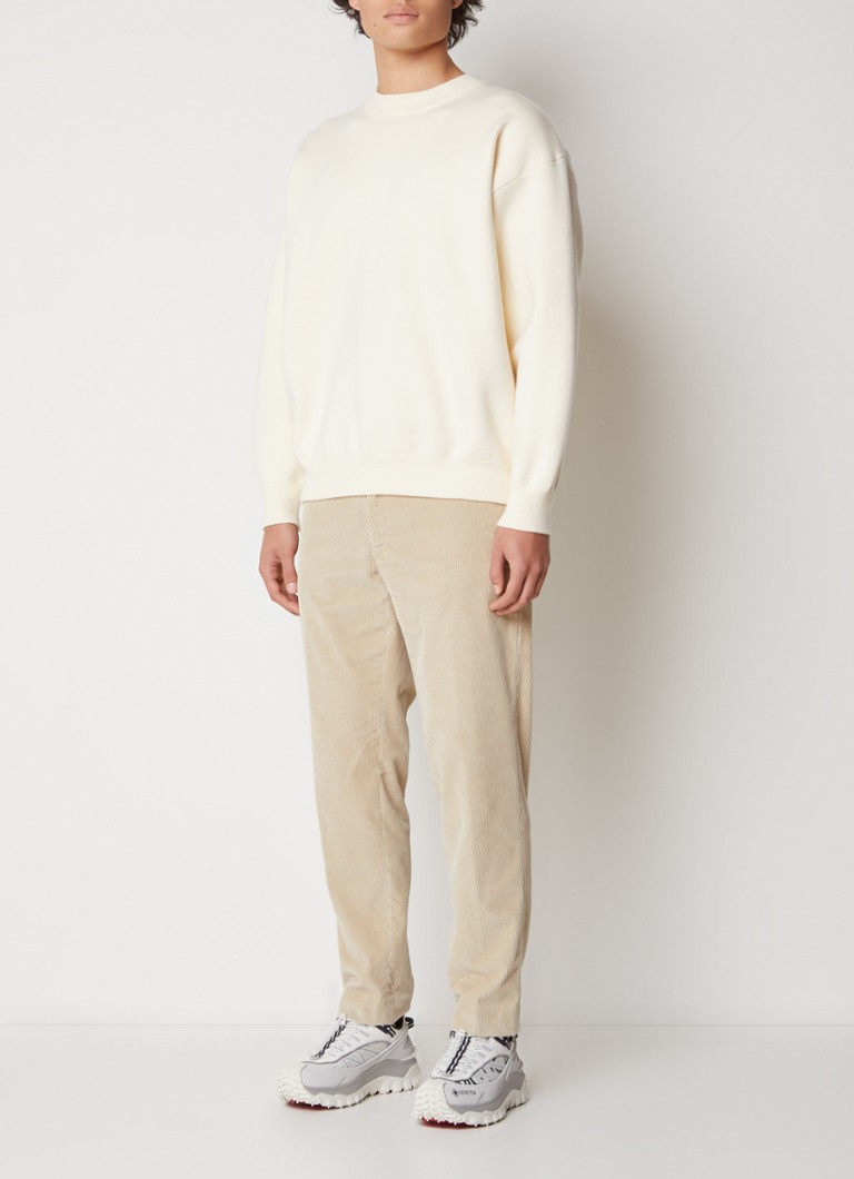 Pantaloni chino Moncler din catifea reiată cu picior drept și buzunare laterale