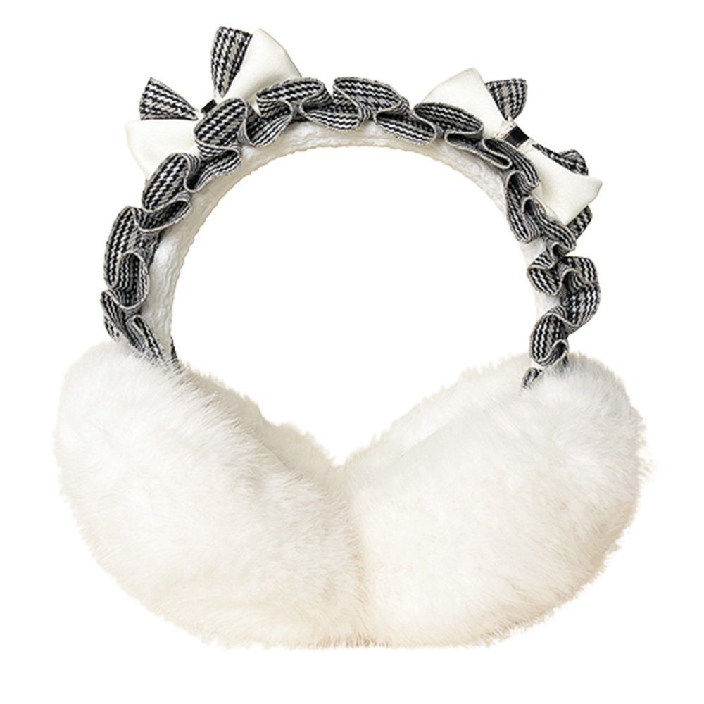aikidio Ohrenwärmer Faltbare Hahnentritt Plüsch-Ohrenwärmer Damen (1-St) (1-St) Warme Weiche Ohrenschutz Outdoor Faux Fur Earmuffs