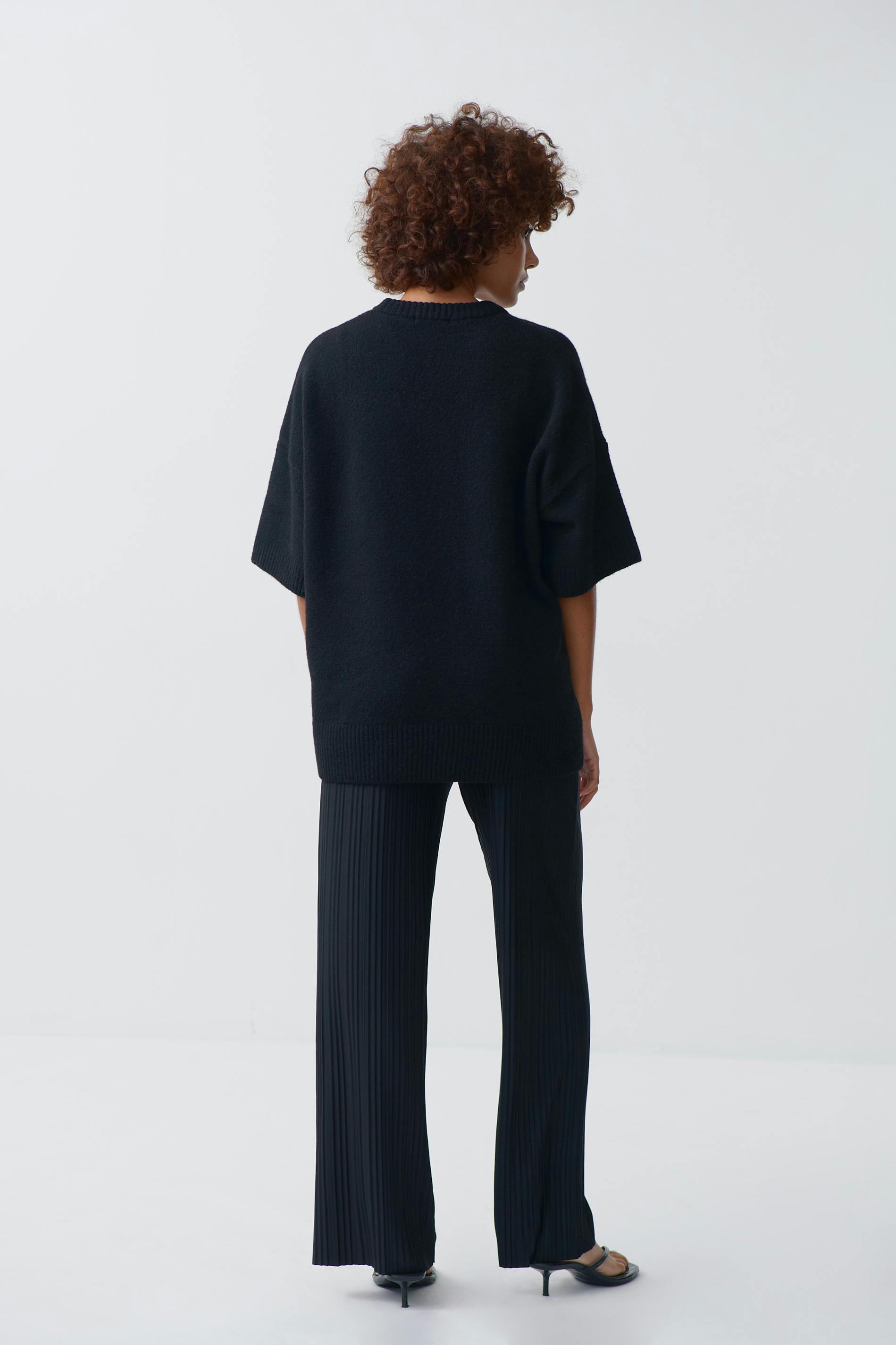 Jersey plisse trousers
