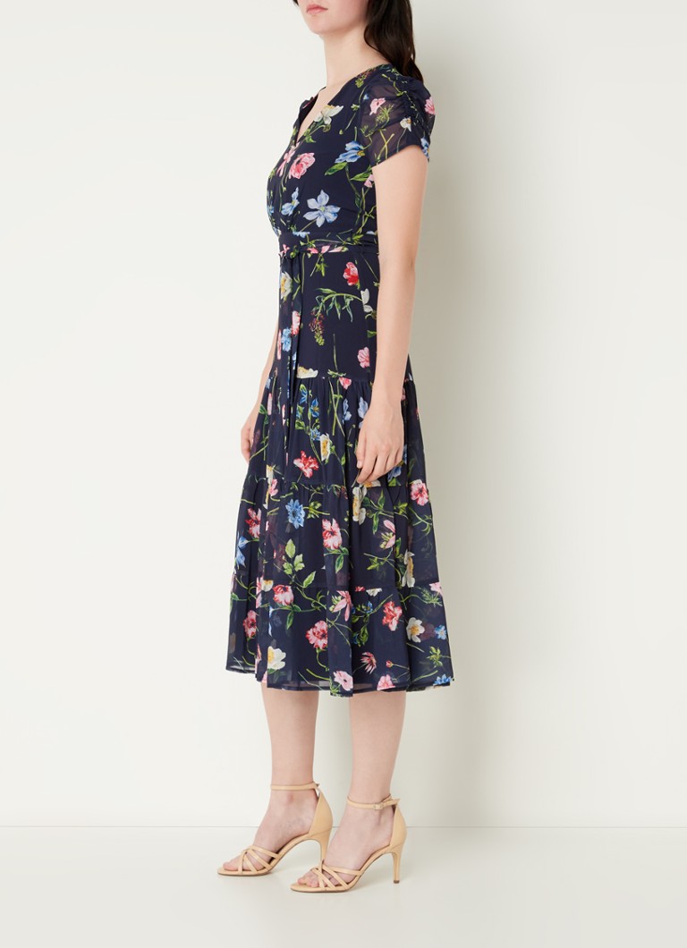 Vestido midi Phase Eight Lola con cinturón y estampado floral.