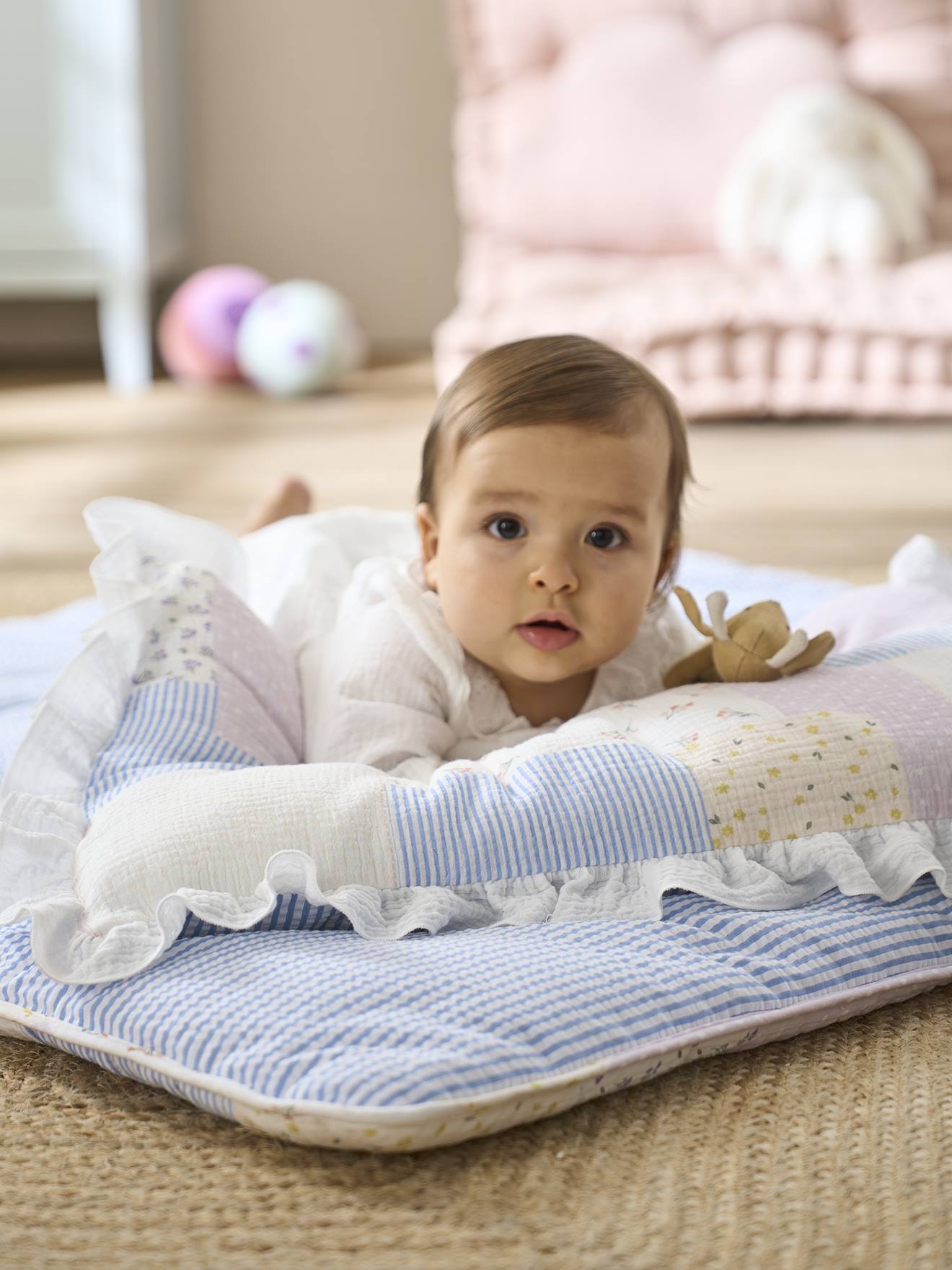 Vertbaudet Baby Kissenbezug SOMMERHAUS, wendbar Oeko-Tex - mehrfarbig