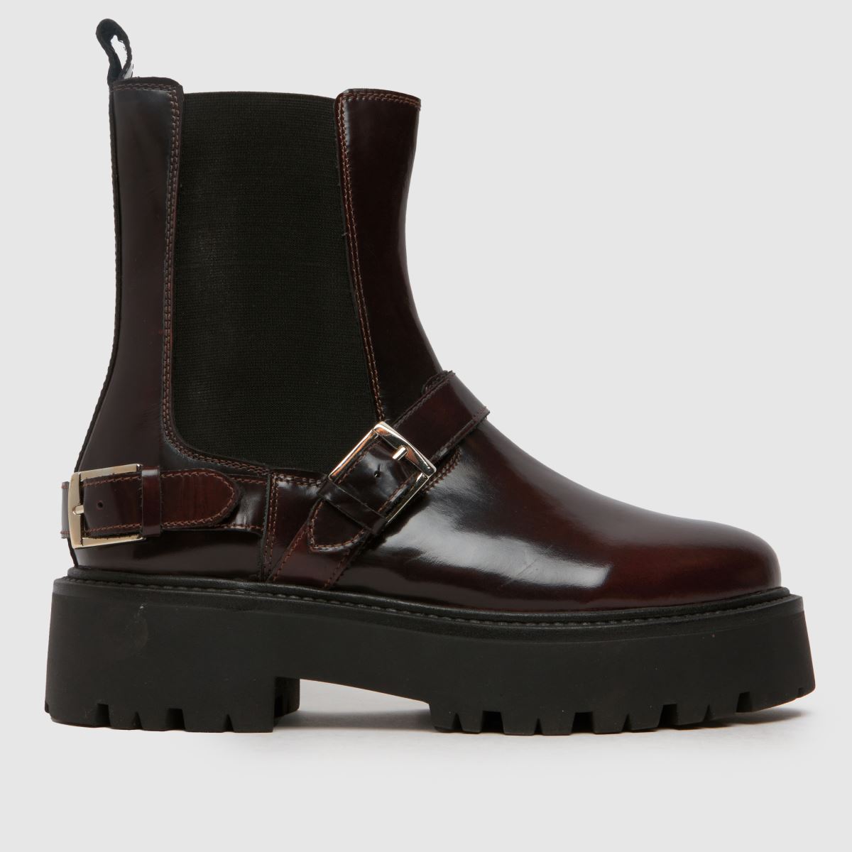 Schuh – Ariah-läderstövlar med spänne i vinröd