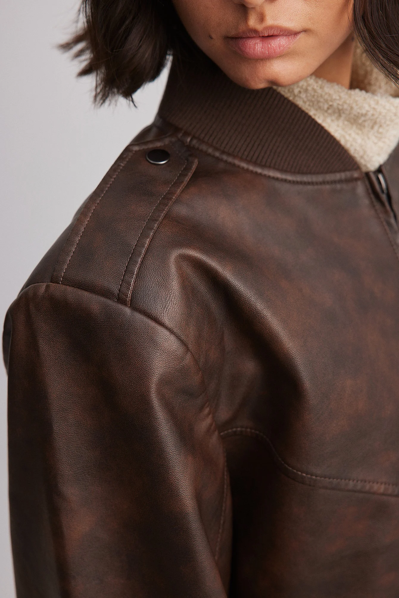 Oversized Pu Bomber Jacket