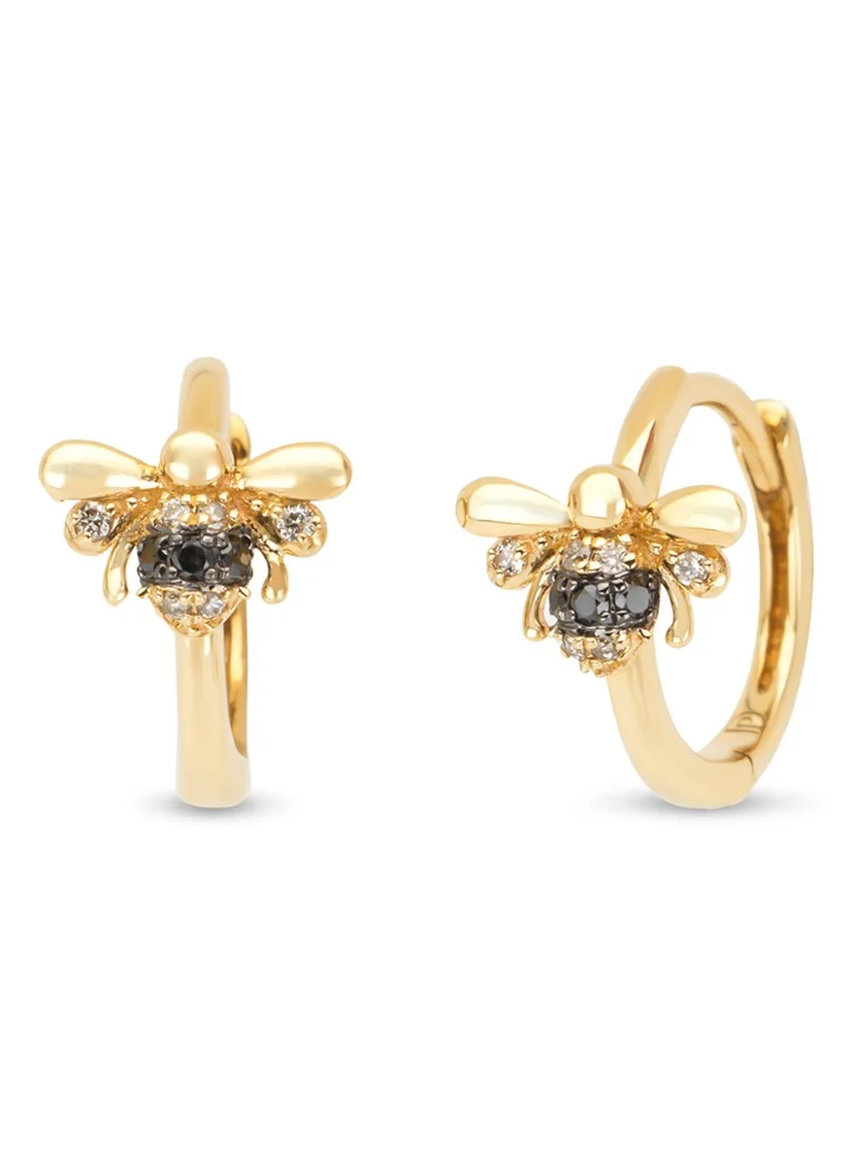 Diamond Point  Geelgouden oorsieraden, 0.08 ct diamant, Queen Bee