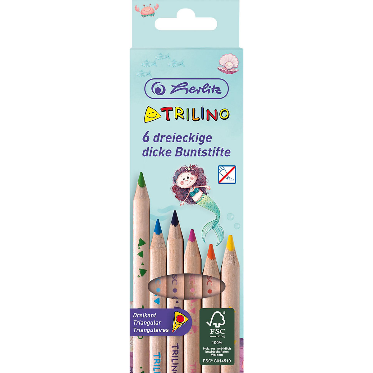 Dreikant-Buntstifte Trilino Jumbo Mermaid, 6 Farben