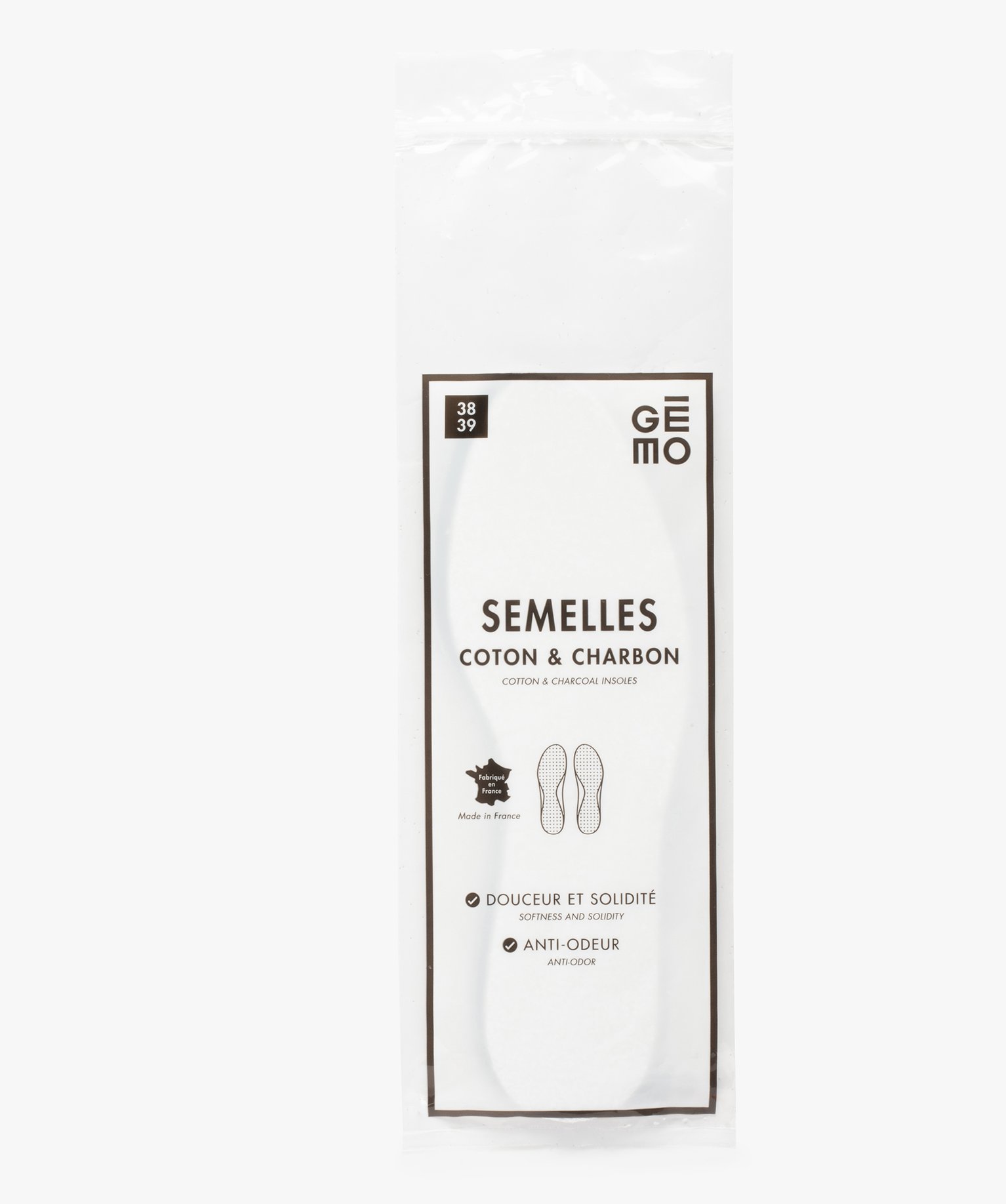Semelles adultes coton et charbon- Taille du 34/35 au 44/45 blanc | GEMO