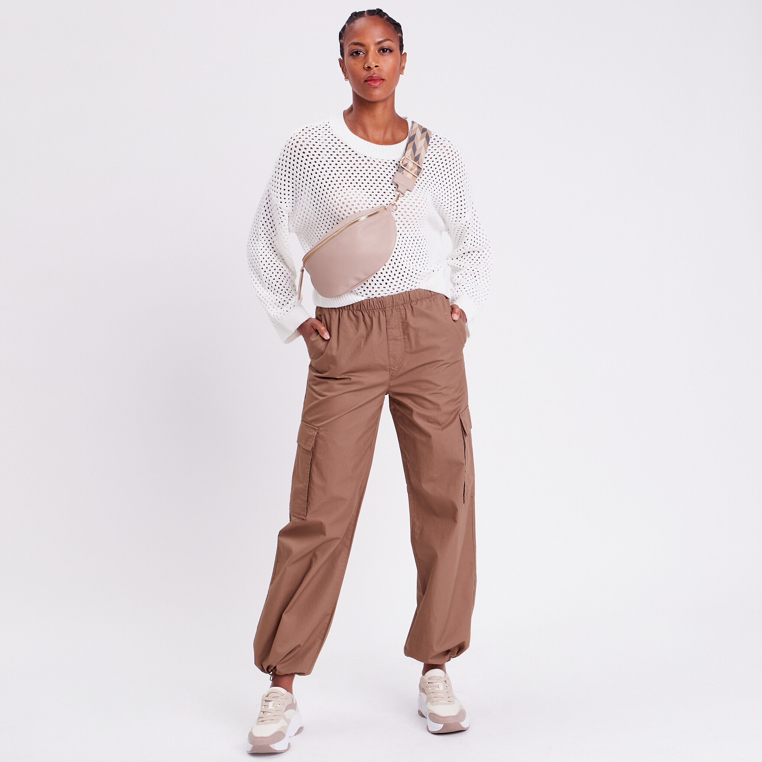 Pull ajouré col rond ecru femme | Cache Cache