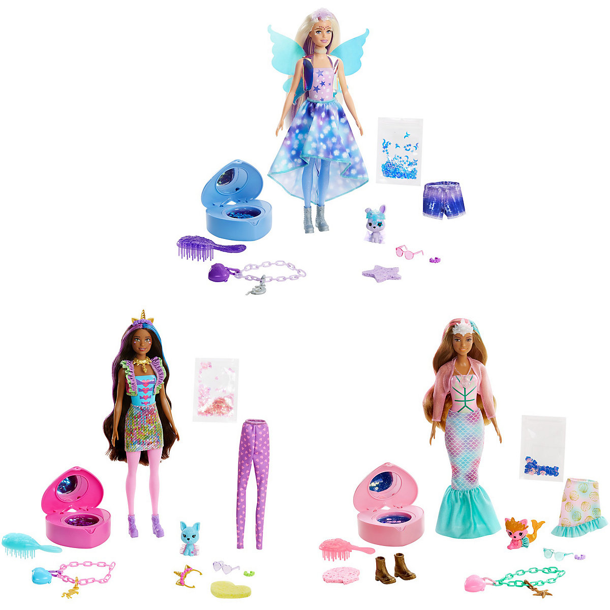 Barbie Color Reveal Puppe & Haustier Fantasy Fashion Überraschungsset