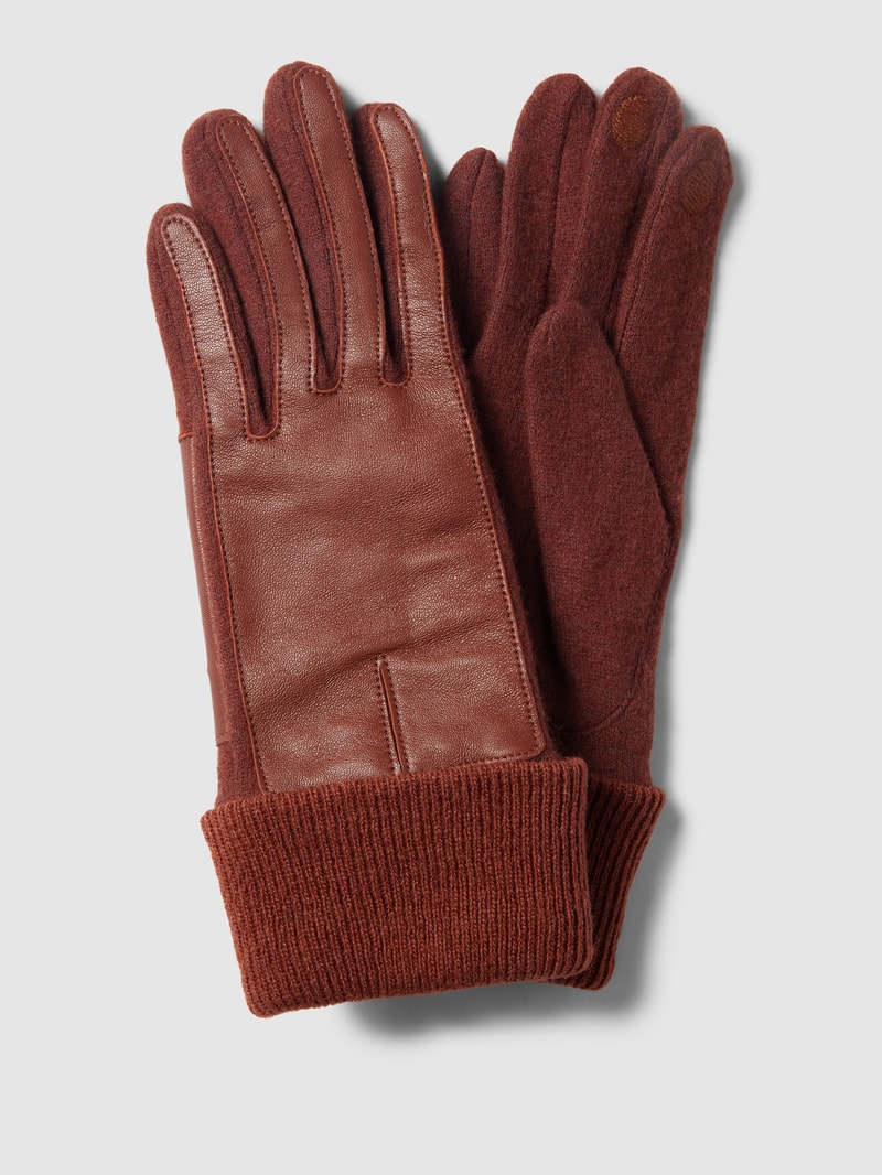 Touchscreen-Handschuhe mit Lederbesatz Modell 'Sport Nappa Glove' in hellbraun