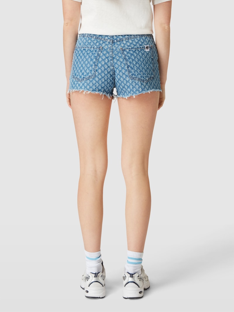 Jeansshorts mit Allover-Muster in blau