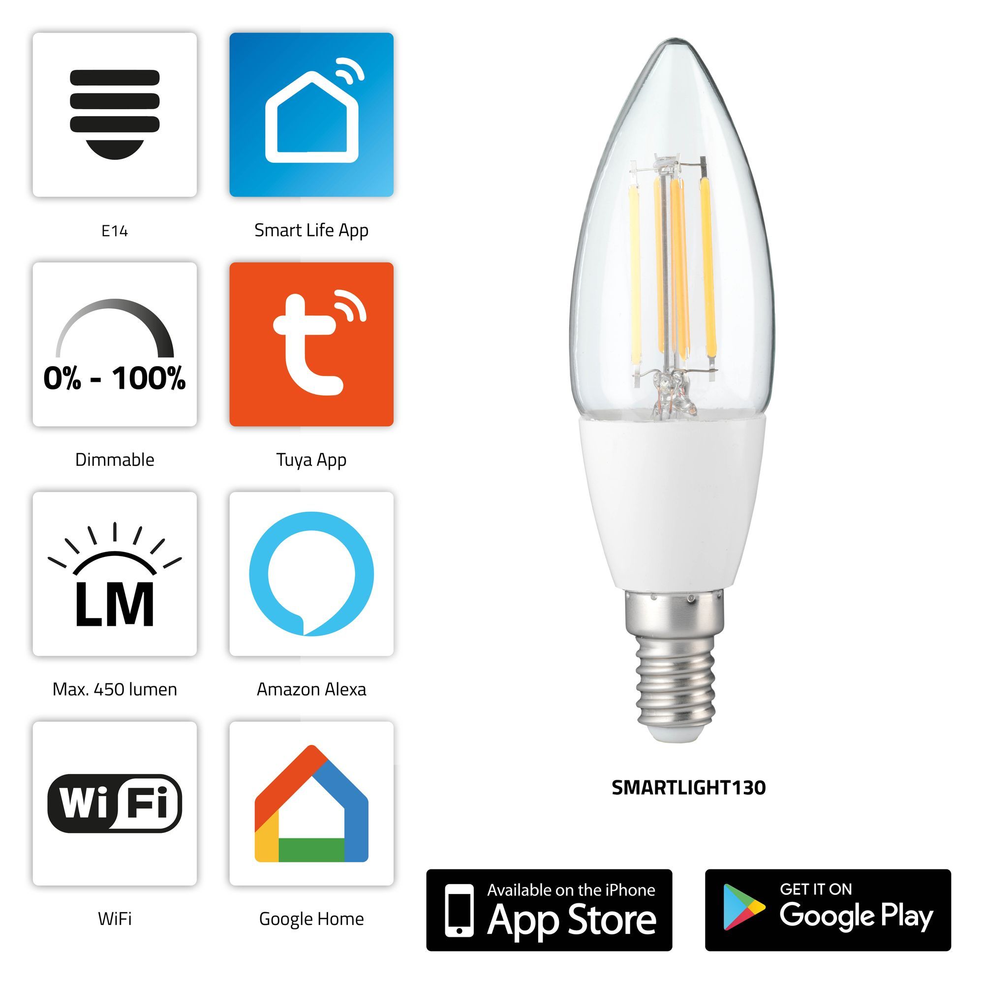 Alecto SMARTLIGHT130 Smart-LED-Glühlampe