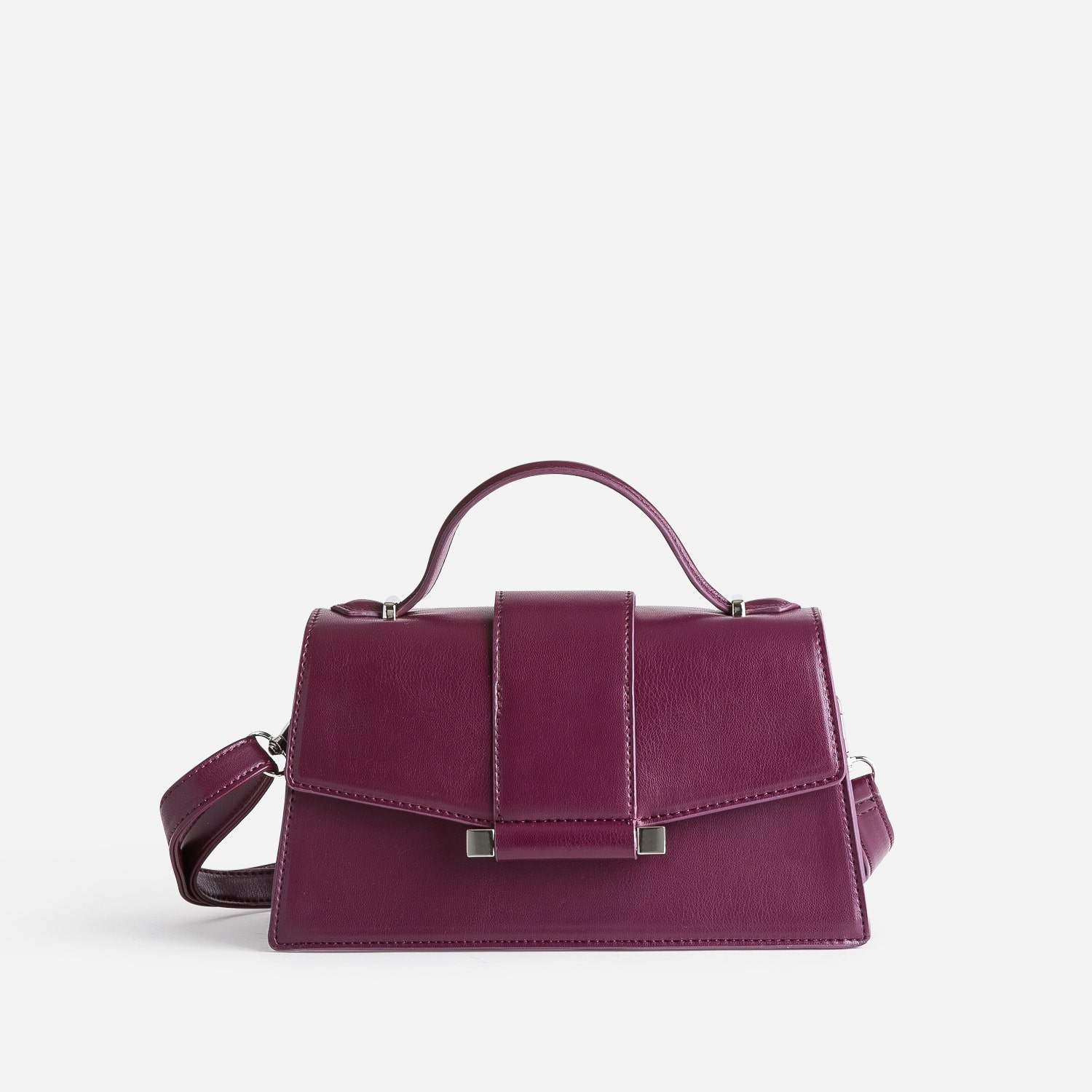 Sac à main TEXTO prune forme trapèze