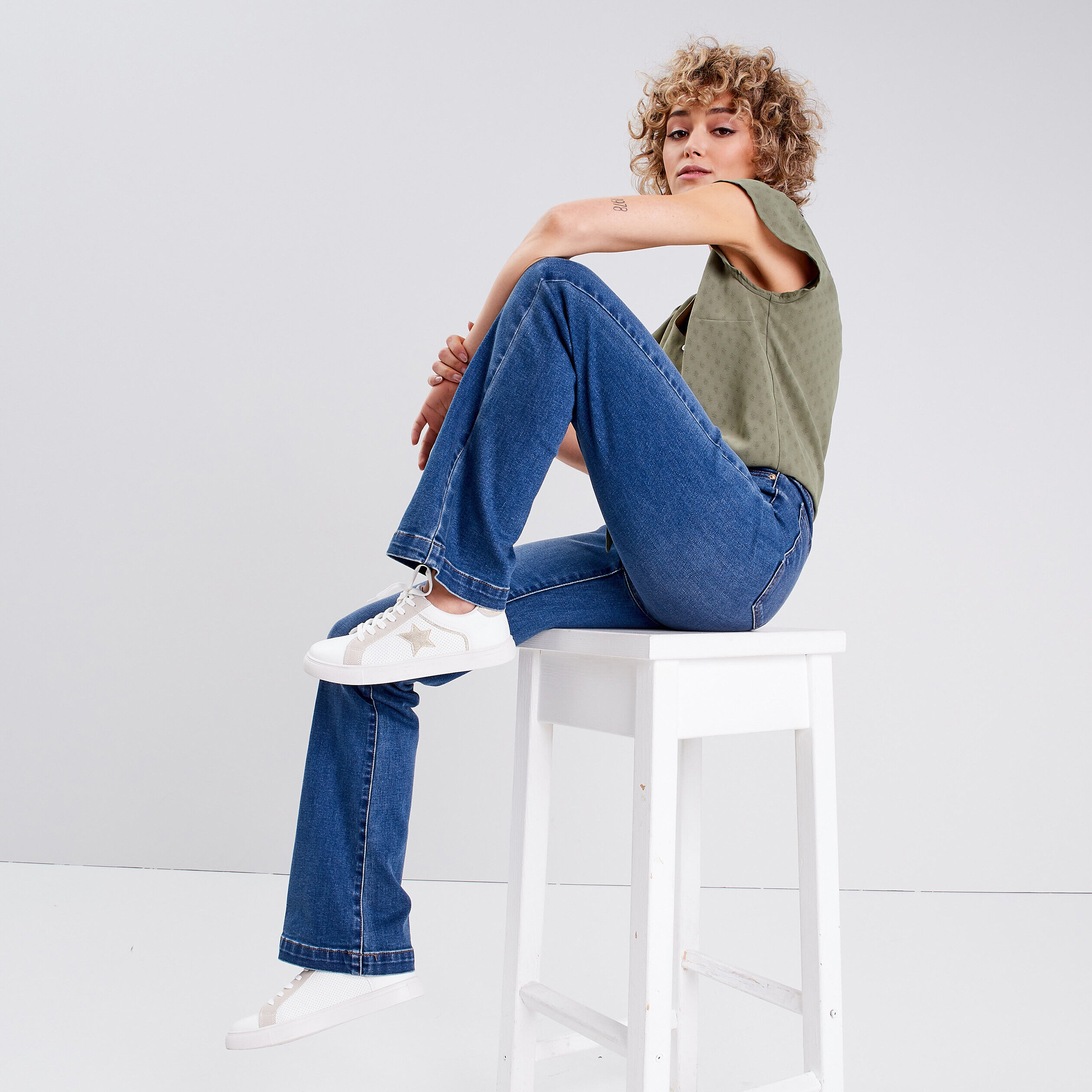 Jeans flare taille haute denim stone femme | Cache Cache