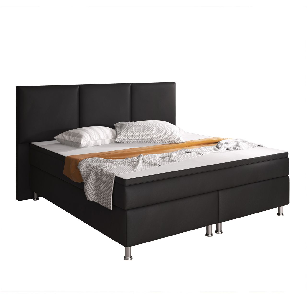 IHG Boxspringbett Oslo 180x200 cm Kunstleder Schwarz