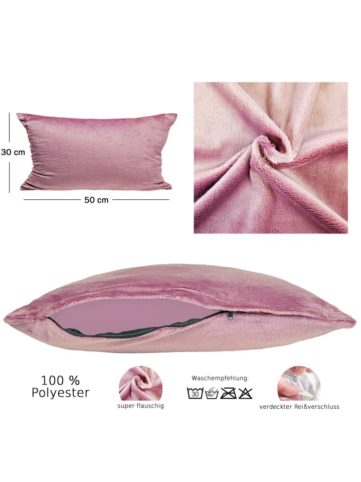 JACK 2er Set Teddy Flausch Kissenhülle Kissenbezug in Antik Rosa günstig kaufen