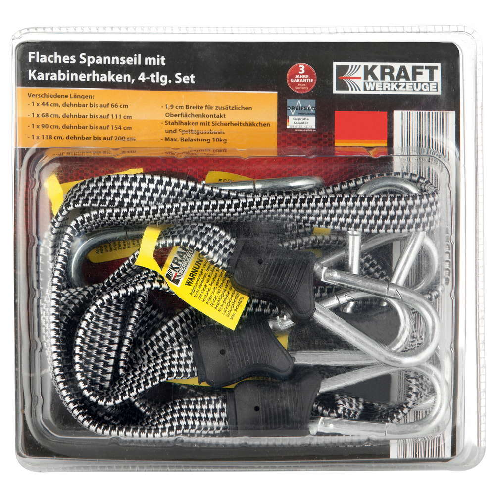 Kraft Werkzeuge Spannseil flach mit Haken - 4tlg.