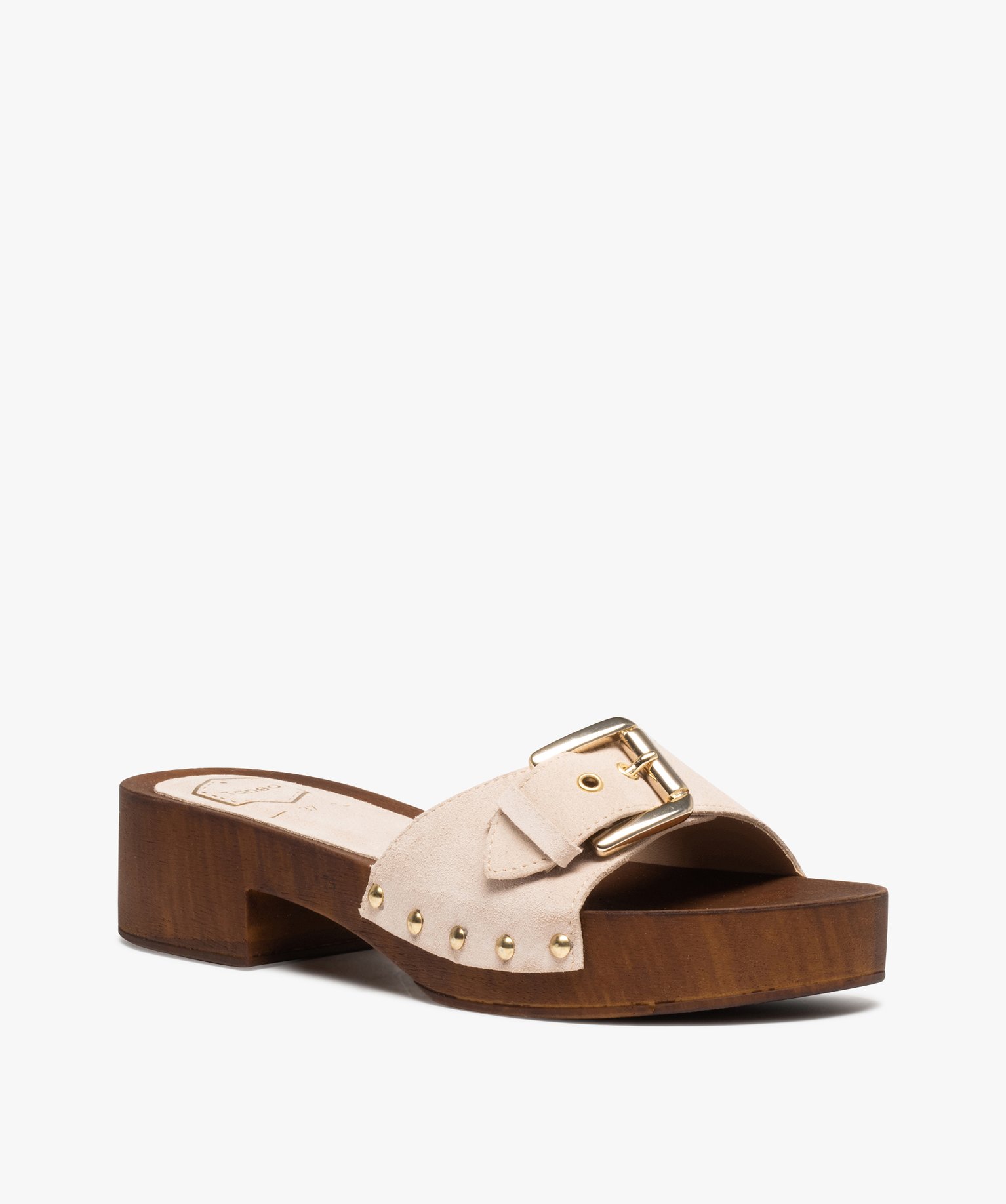 Mules femme à talon large et bride en cuir - Taneo beige | GEMO