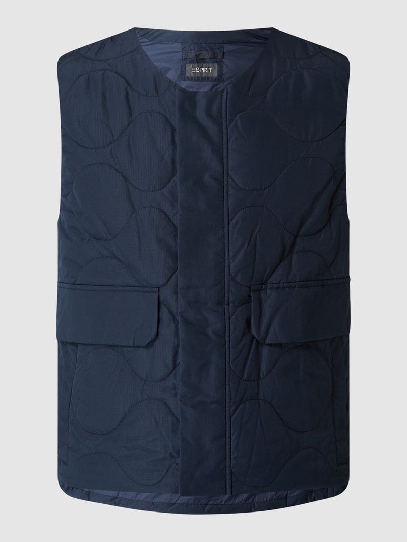 Steppweste mit Pattentaschen in marineblau