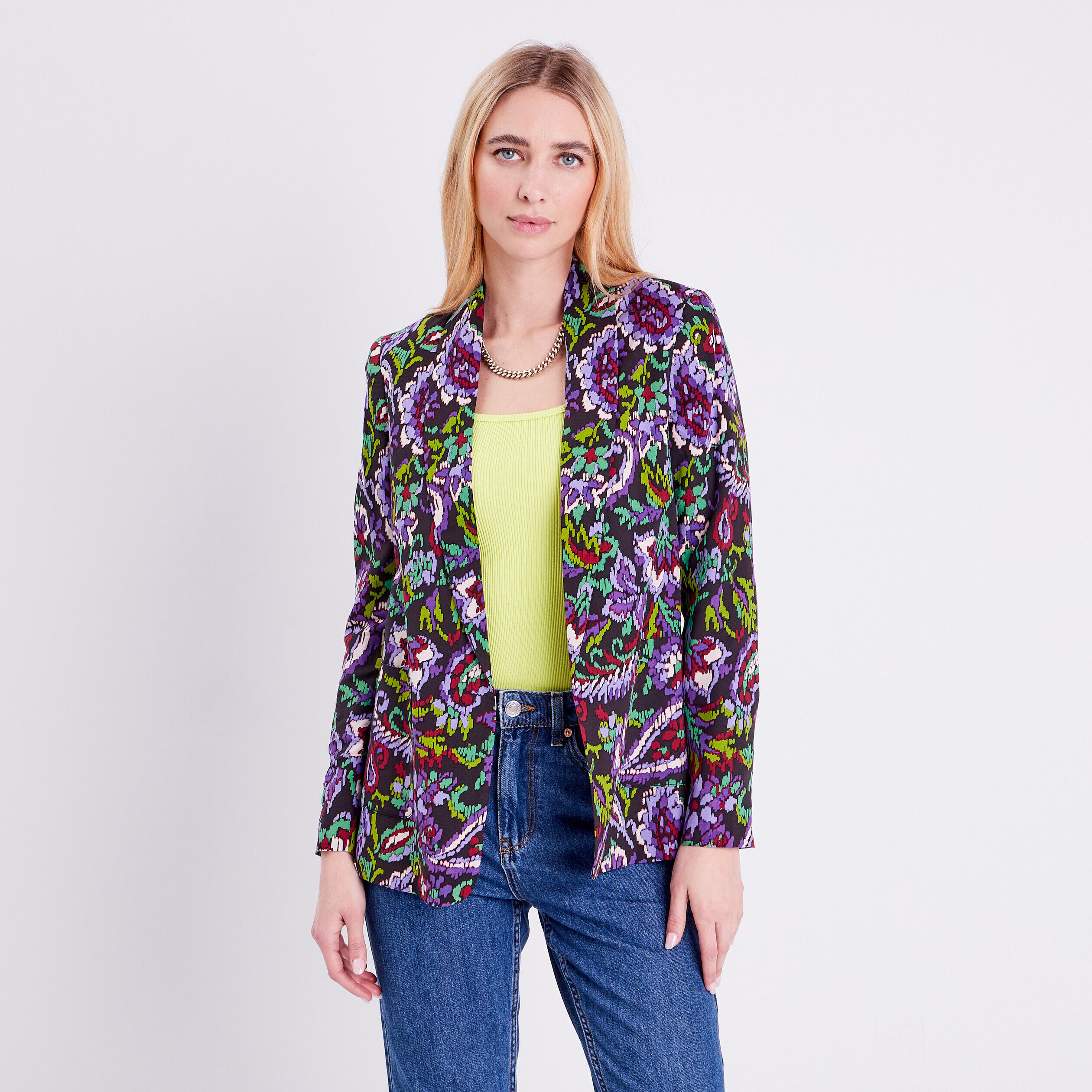 Veste blazer avec manches longues noir femme | Cache Cache