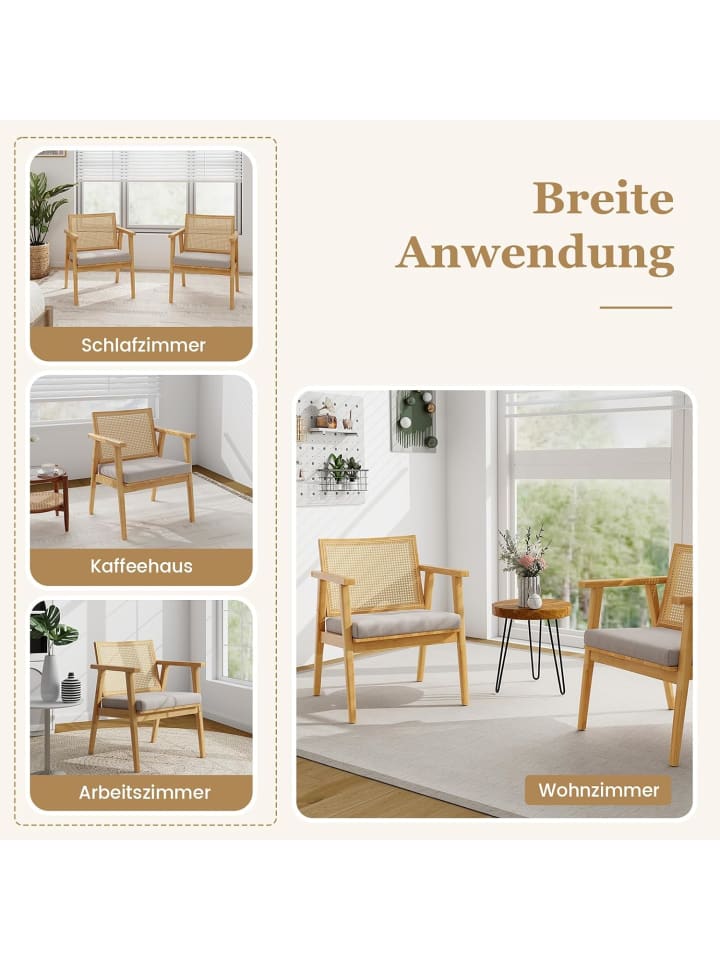 COSTWAY Akzentstühle 2er-Set in Beige günstig kaufen onesize