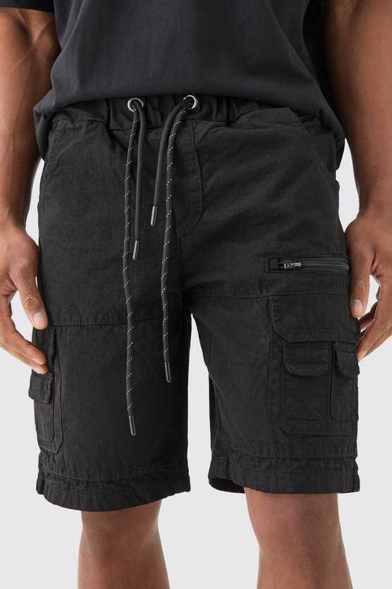 Ripstop Cargo-Shorts mit elastischem Bund