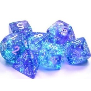 Borealis® Purple/white Luminary Set of d10s (10)