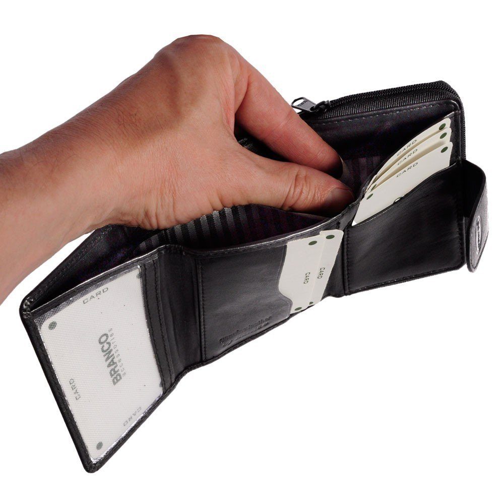 BRANCO Mini Geldbörse Kleine Damen-Geldbörse / Portemonnaie, Leder, Schwarz, Branco 225