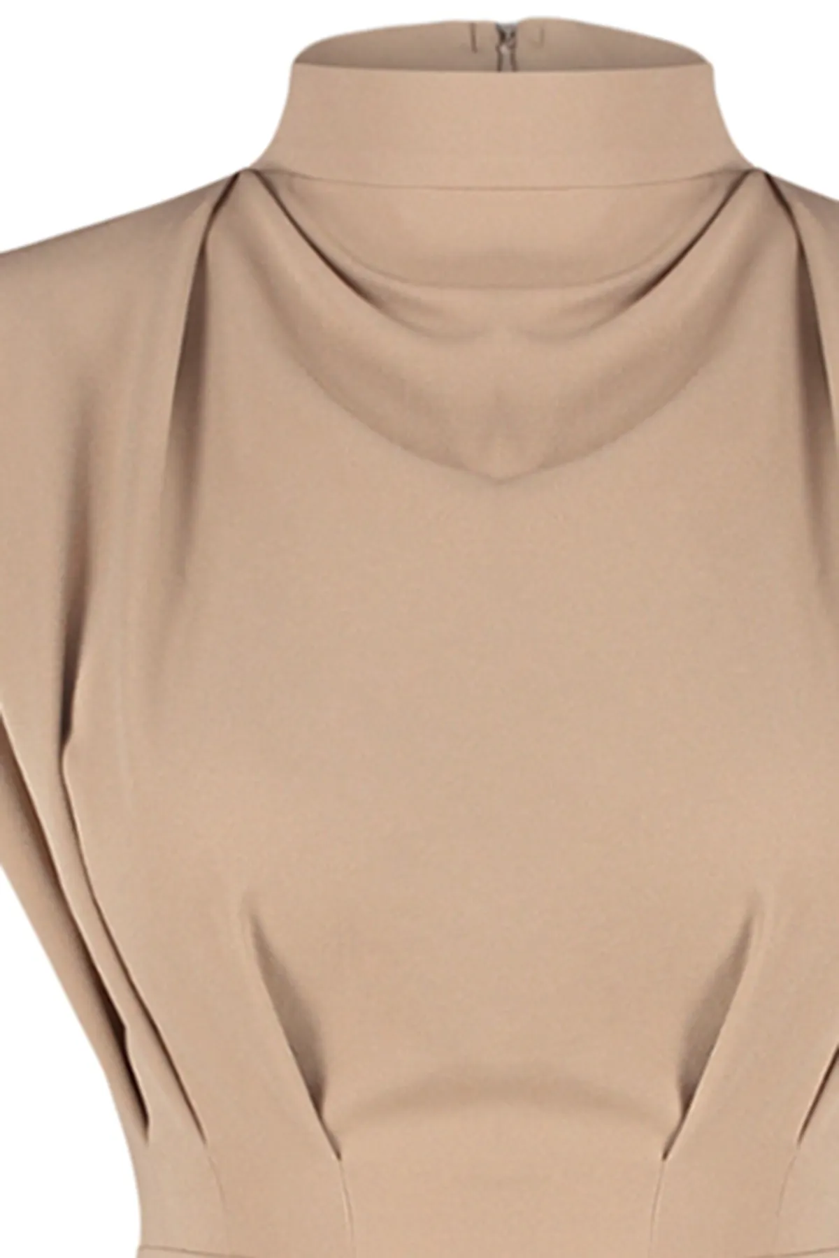 Trendyol Collection  Kamelfarbenes, figurbetontes, gewebtes Kleid mit Stehkragen TWOAW20EL0311