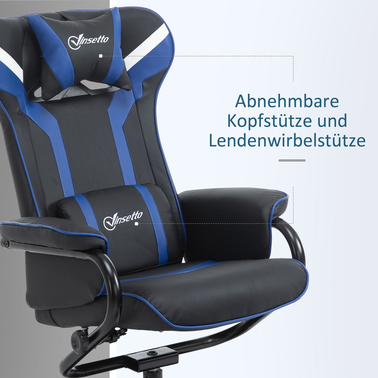 Vinsetto Relaxsessel mit Hocker, Fernsehsessel, Spiel-Stil, Gamingstuhl, Blau