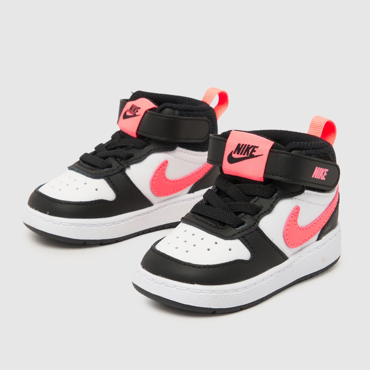 Nike vita och svarta Court Borough Mid 2 flickor småbarnsskor